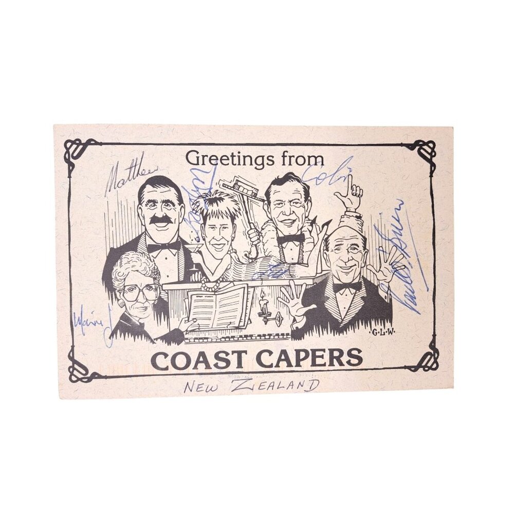 Vintage Signed Coast Capers Postcard New Zealand Autograph Matt Lysaght Growcott